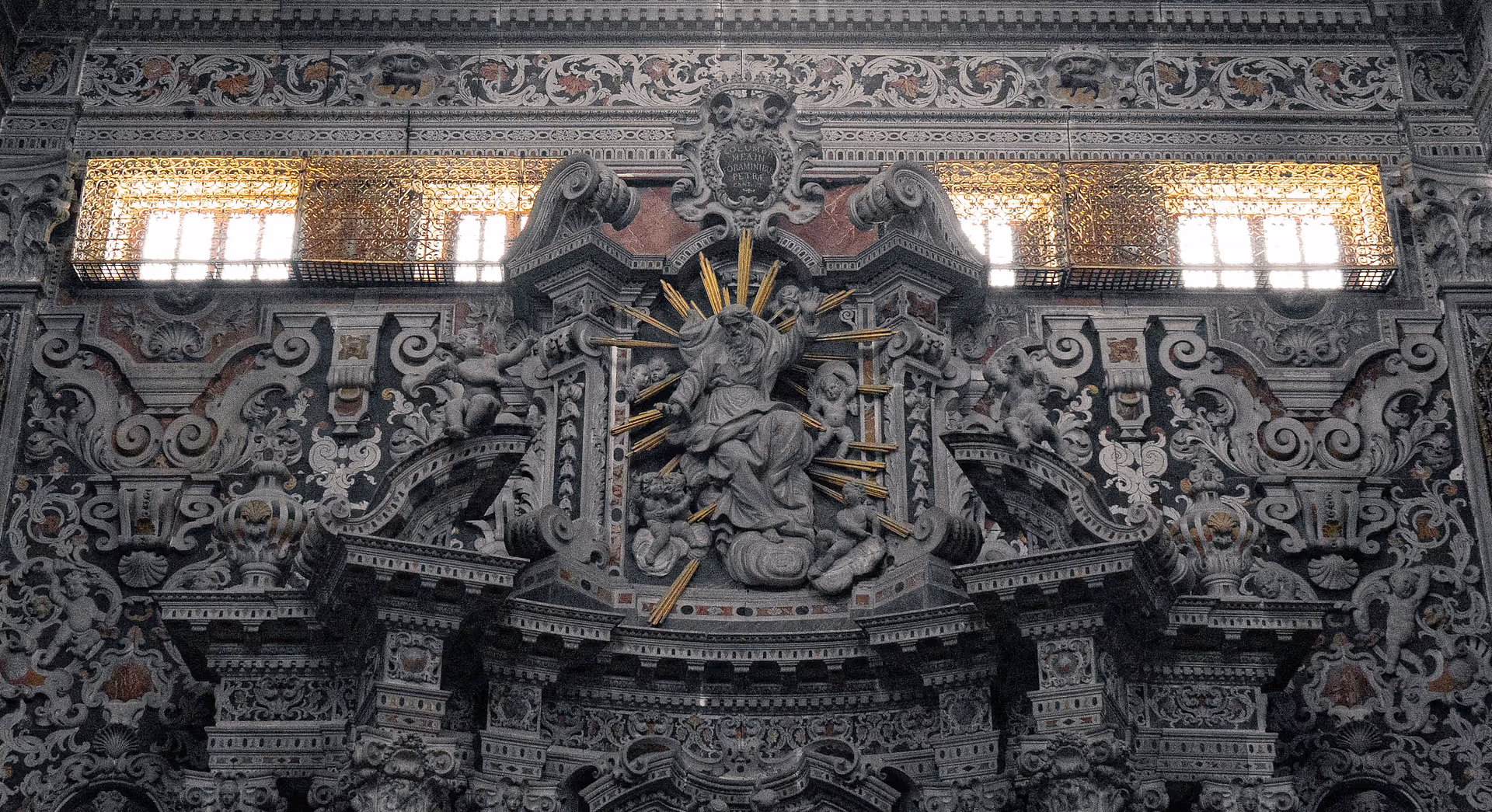 Detailed sculptures inside an old church